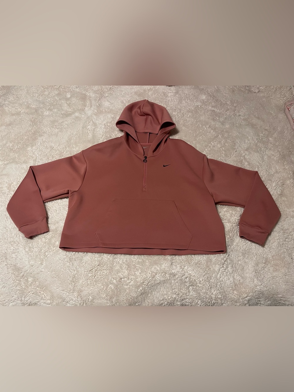 Nike Dri-Fit Womens Graphic 1/2 Zip Training Hoodie Desert Berry Pink L